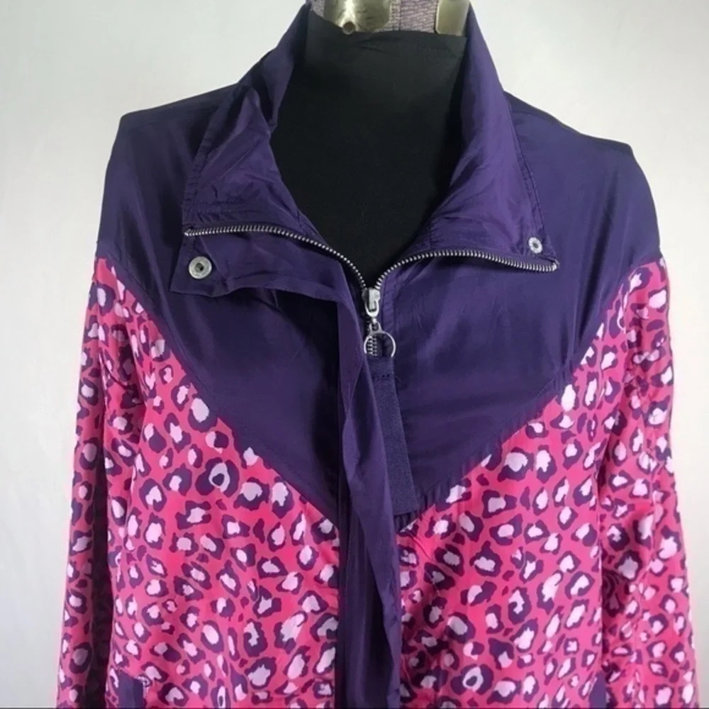 90’e Vintage ‘1 Sunset Lane’ Multicolor Leopard Print Windbreaker Jacket